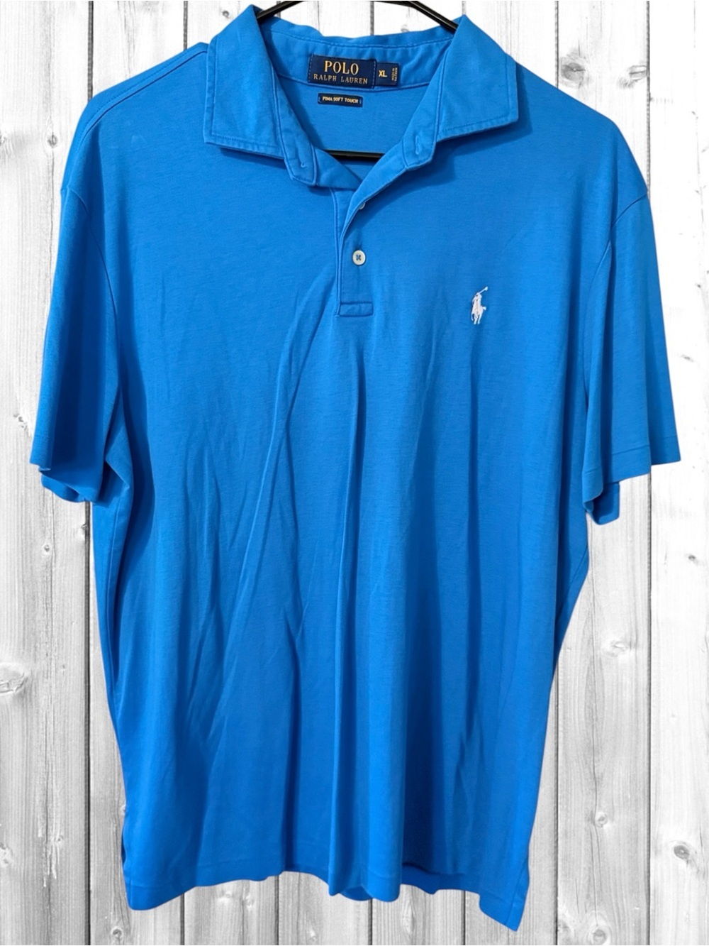 🌼Ralph Lauren Pima Soft Touch Blue Polo with White Logo